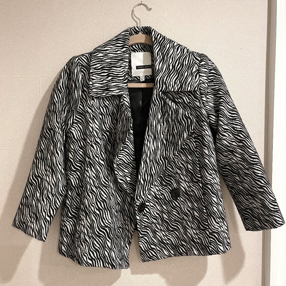 Tracy Reese Zebra Print Button-Up Blazer Jacket Size S